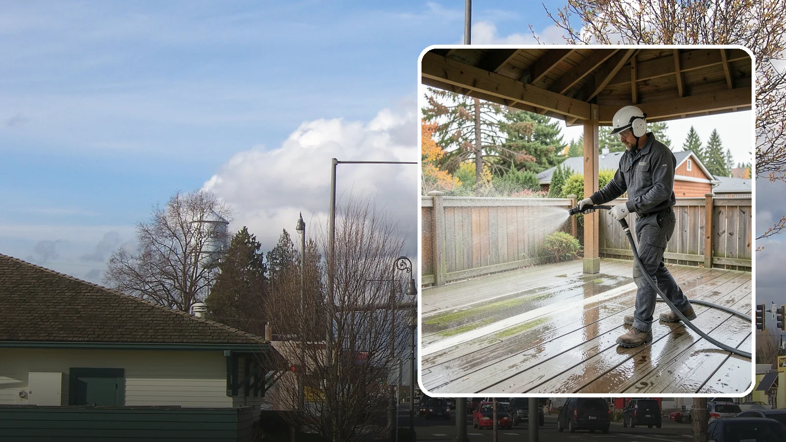 Gazebo Washing in Marysville, Snohomish County, WA - Wash gazebos inside and out to remove the moss, cobwebs, and mildew that collect in a shaded garden structure.