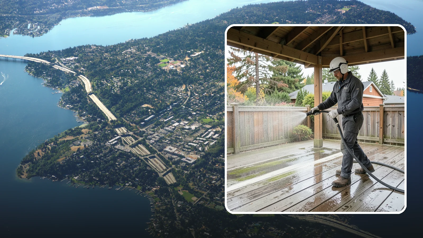 Gazebo Washing in Mercer Island, King County, WA - Wash gazebos inside and out to remove the moss, cobwebs, and mildew that collect in a shaded garden structure.