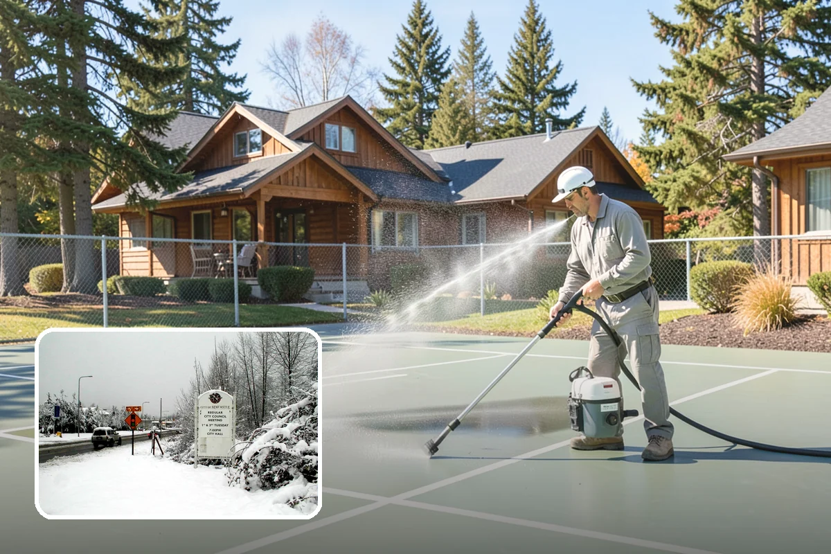 Gazebo Washing in Newcastle, King County, WA - Removes roof moss and interior mildew from the structure