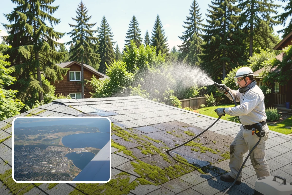 Gazebo Washing in Oak Harbor, Island County, WA - Removes roof moss and interior mildew from the structure