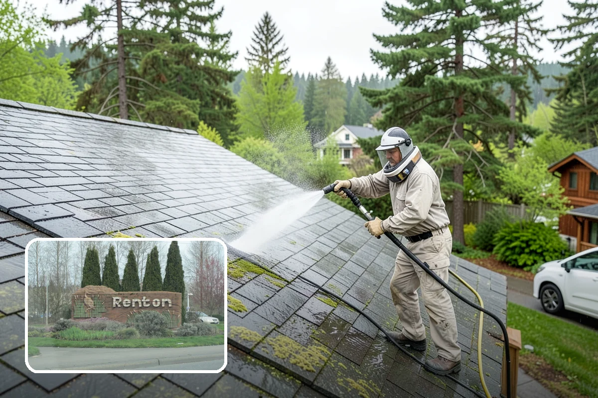 Gazebo Washing in Renton, King County, WA - Removes roof moss and interior mildew from the structure