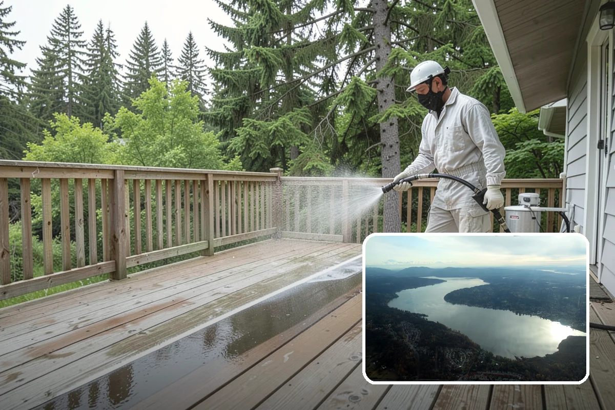 Gazebo Washing in Sammamish, King County, WA - Removes roof moss and interior mildew from the structure