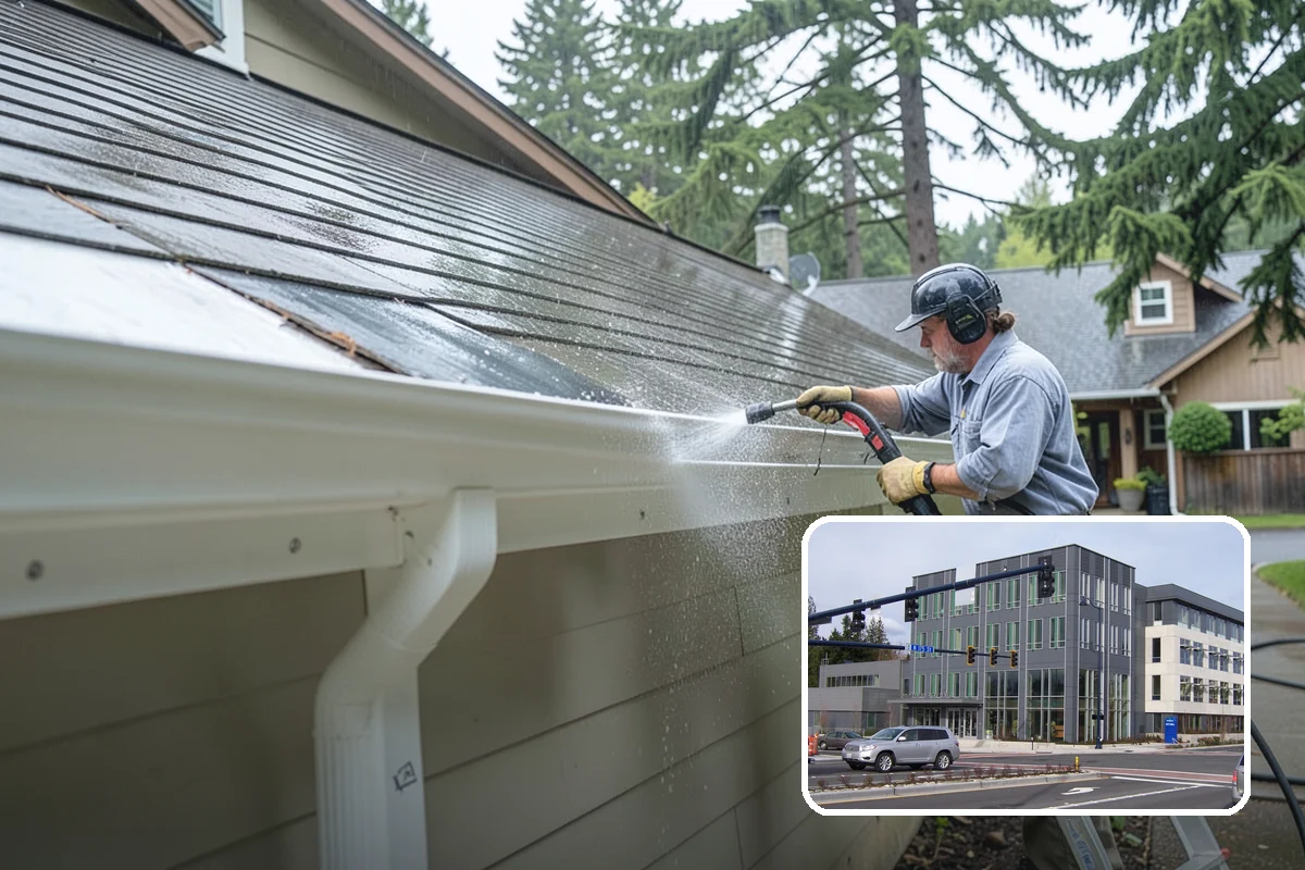 Gazebo Washing in Shoreline, King County, WA - Removes roof moss and interior mildew from the structure