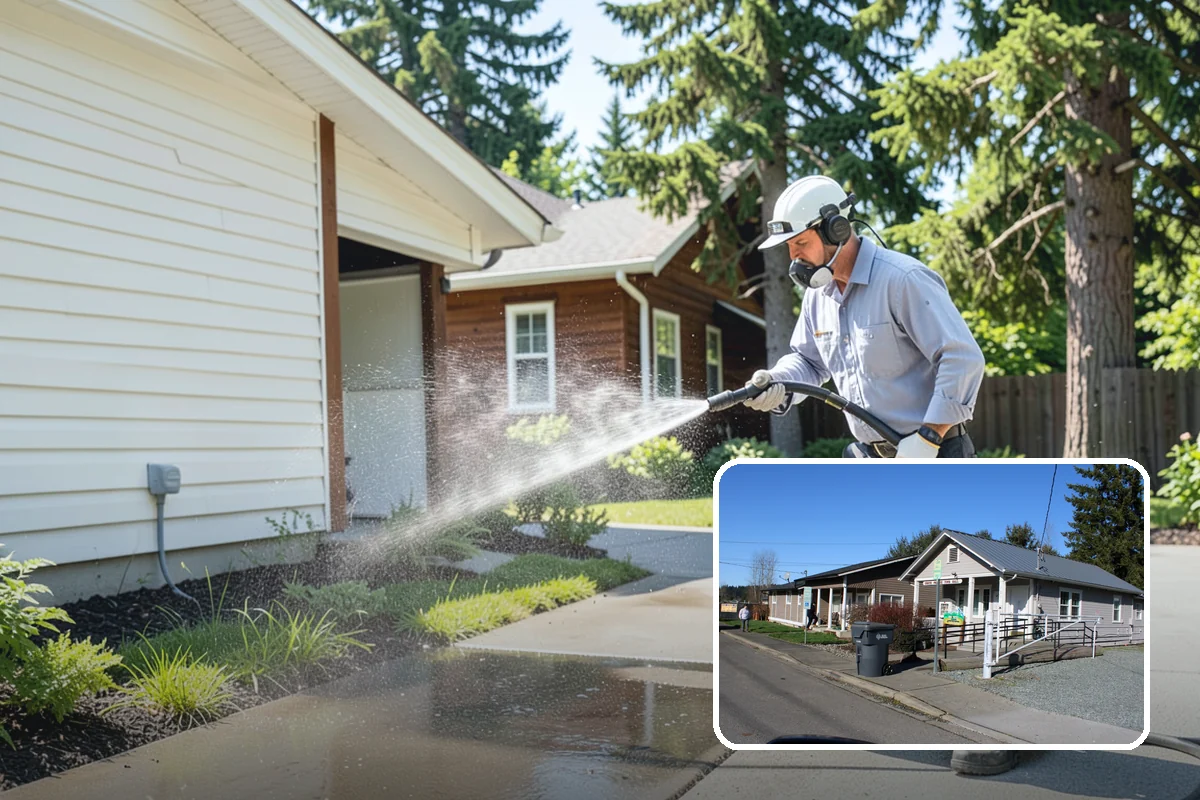 Gazebo Washing in South Prairie, Pierce County, WA - Removes roof moss and interior mildew from the structure