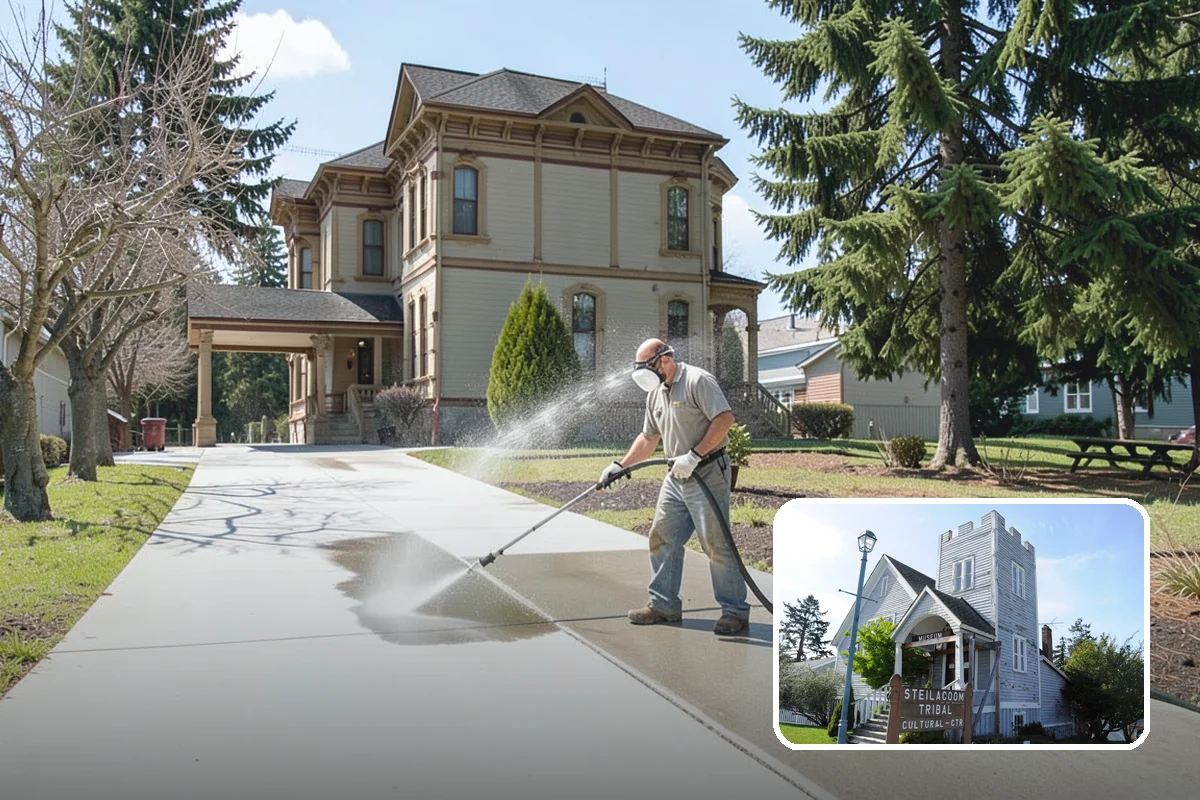 Gazebo Washing in Steilacoom, Pierce County, WA - Removes roof moss and interior mildew from the structure