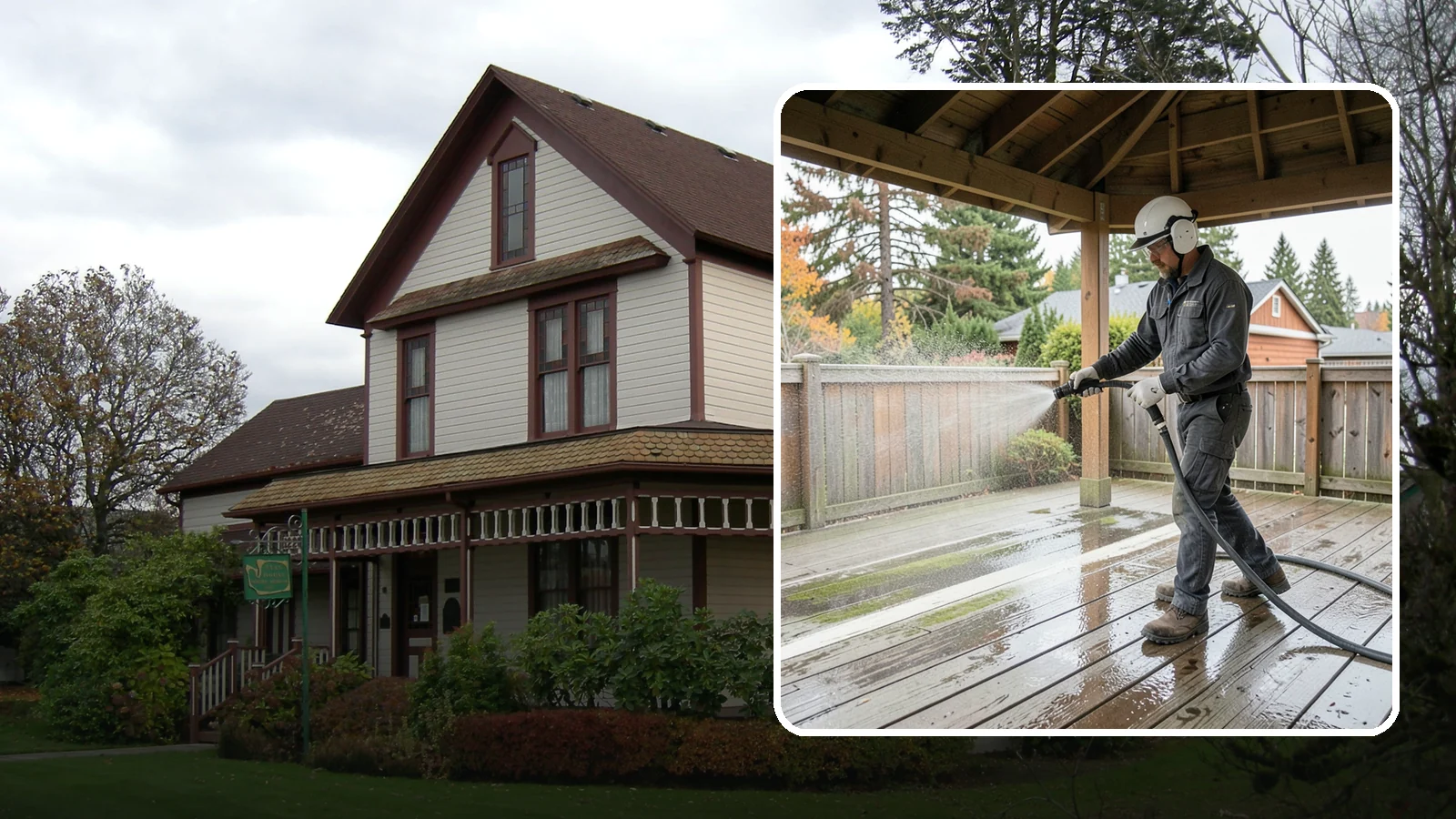 Gazebo Washing in Sumner, Pierce County, WA - Wash gazebos inside and out to remove the moss, cobwebs, and mildew that collect in a shaded garden structure.