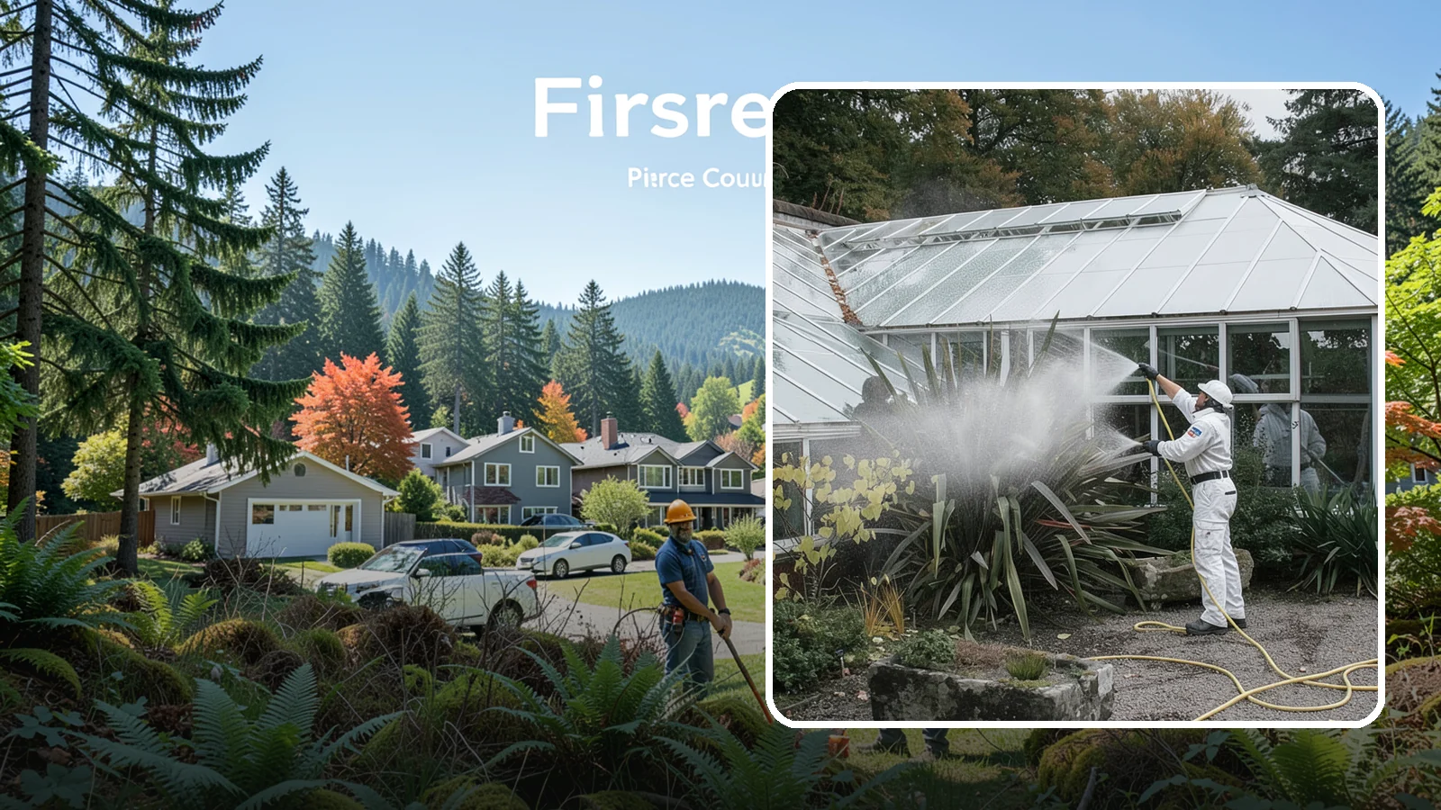 Glass Cleaning in Fircrest, Pierce County, WA - Streak-free exterior glass cleaning for windows, doors, and glass features that cuts through Northwest grime and mineral spotting.