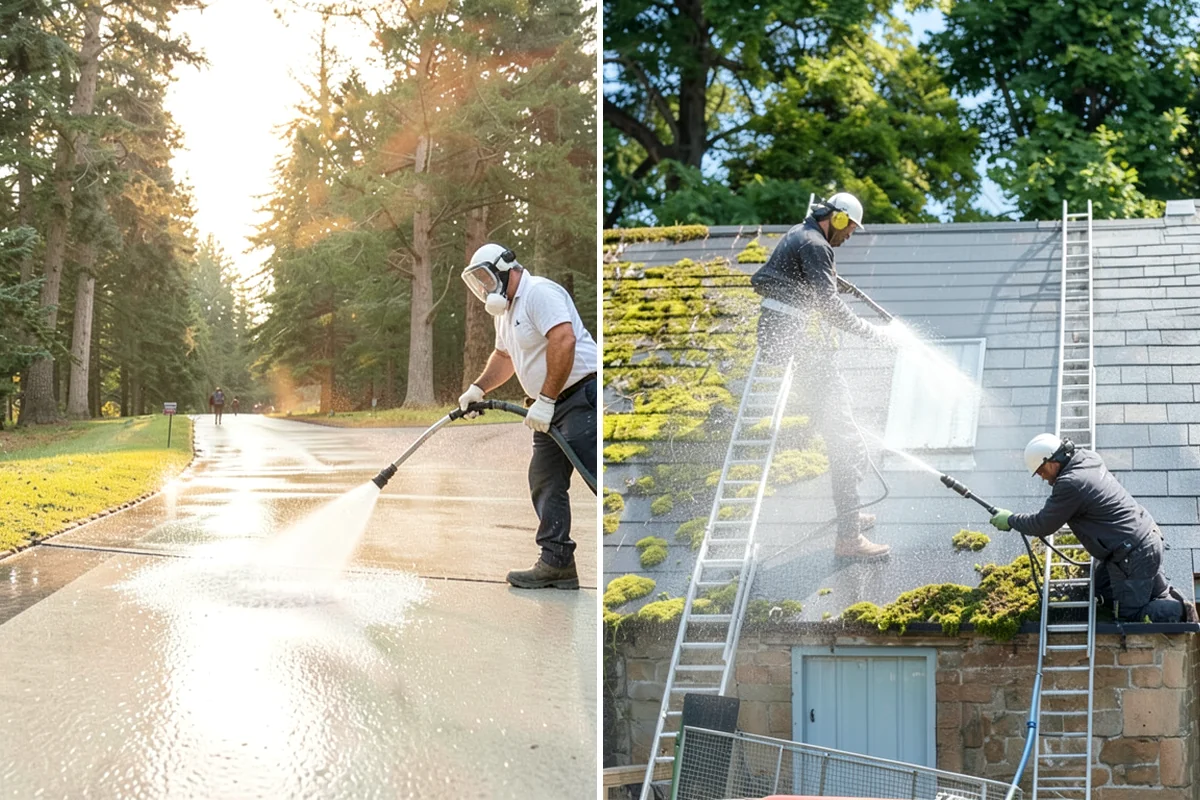 Glass Cleaning in Gig Harbor, Pierce County, WA - Rinse loose debris and pollen from the glass