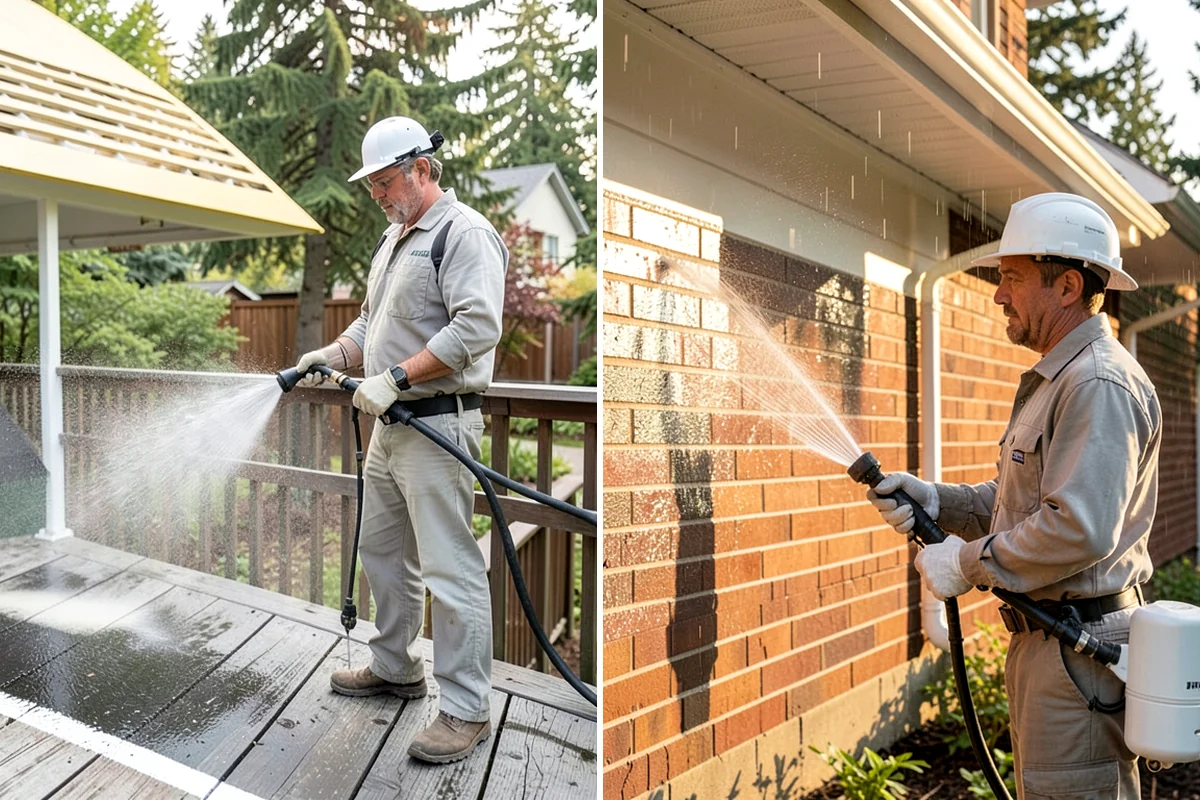 Glass Cleaning in Lake Forest Park, King County, WA - Rinse loose debris and pollen from the glass