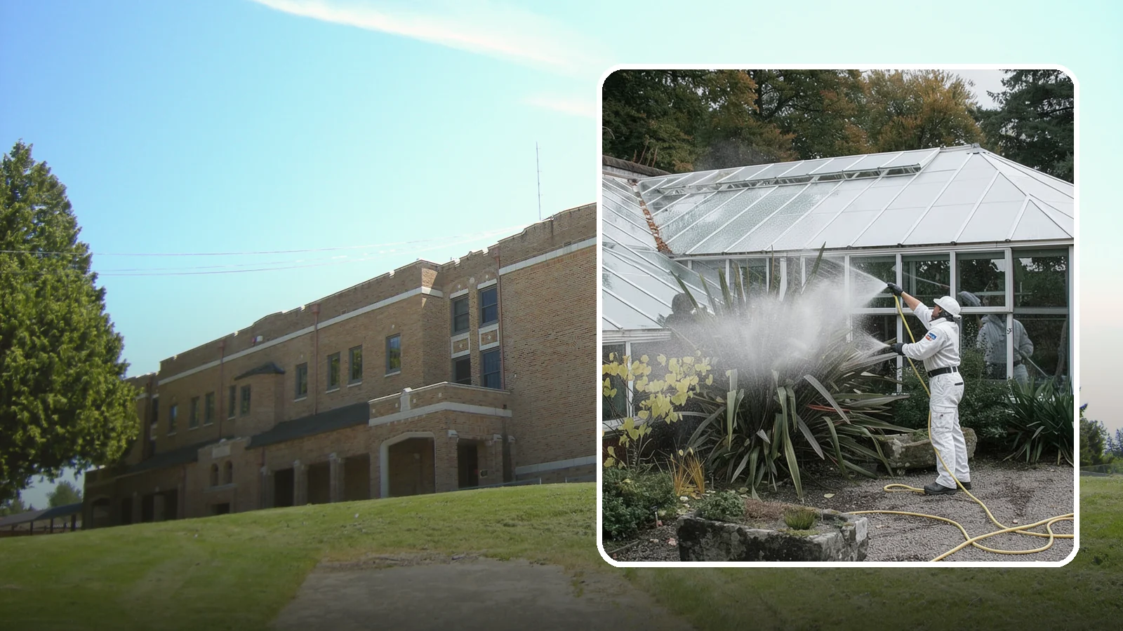 Glass Cleaning in Maple Valley, King County, WA - Streak-free exterior glass cleaning for windows, doors, and glass features that cuts through Northwest grime and mineral spotting.