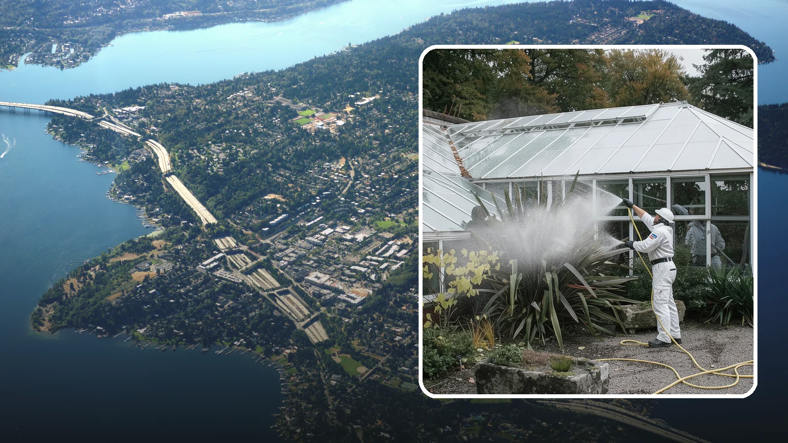Glass Cleaning in Mercer Island, King County, WA - Streak-free exterior glass cleaning for windows, doors, and glass features that cuts through Northwest grime and mineral spotting.