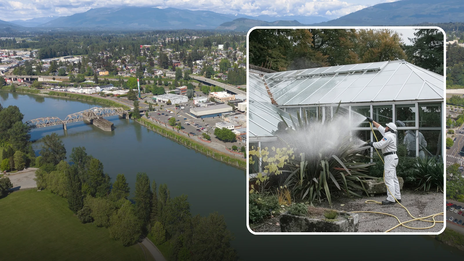 Glass Cleaning in Mount Vernon, Skagit County, WA - Streak-free exterior glass cleaning for windows, doors, and glass features that cuts through Northwest grime and mineral spotting.