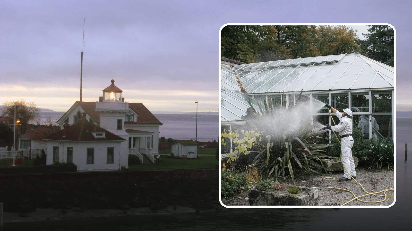 Glass Cleaning in Mukilteo, Snohomish County, WA - Streak-free exterior glass cleaning for windows, doors, and glass features that cuts through Northwest grime and mineral spotting.