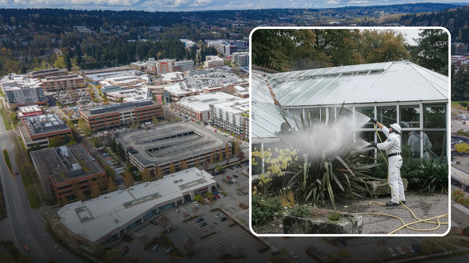Glass Cleaning in Redmond, King County, WA - Streak-free exterior glass cleaning for windows, doors, and glass features that cuts through Northwest grime and mineral spotting.