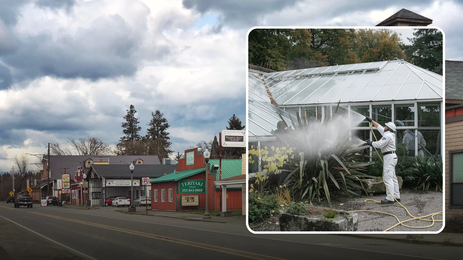 Glass Cleaning in Roy, Pierce County, WA - Streak-free exterior glass cleaning for windows, doors, and glass features that cuts through Northwest grime and mineral spotting.