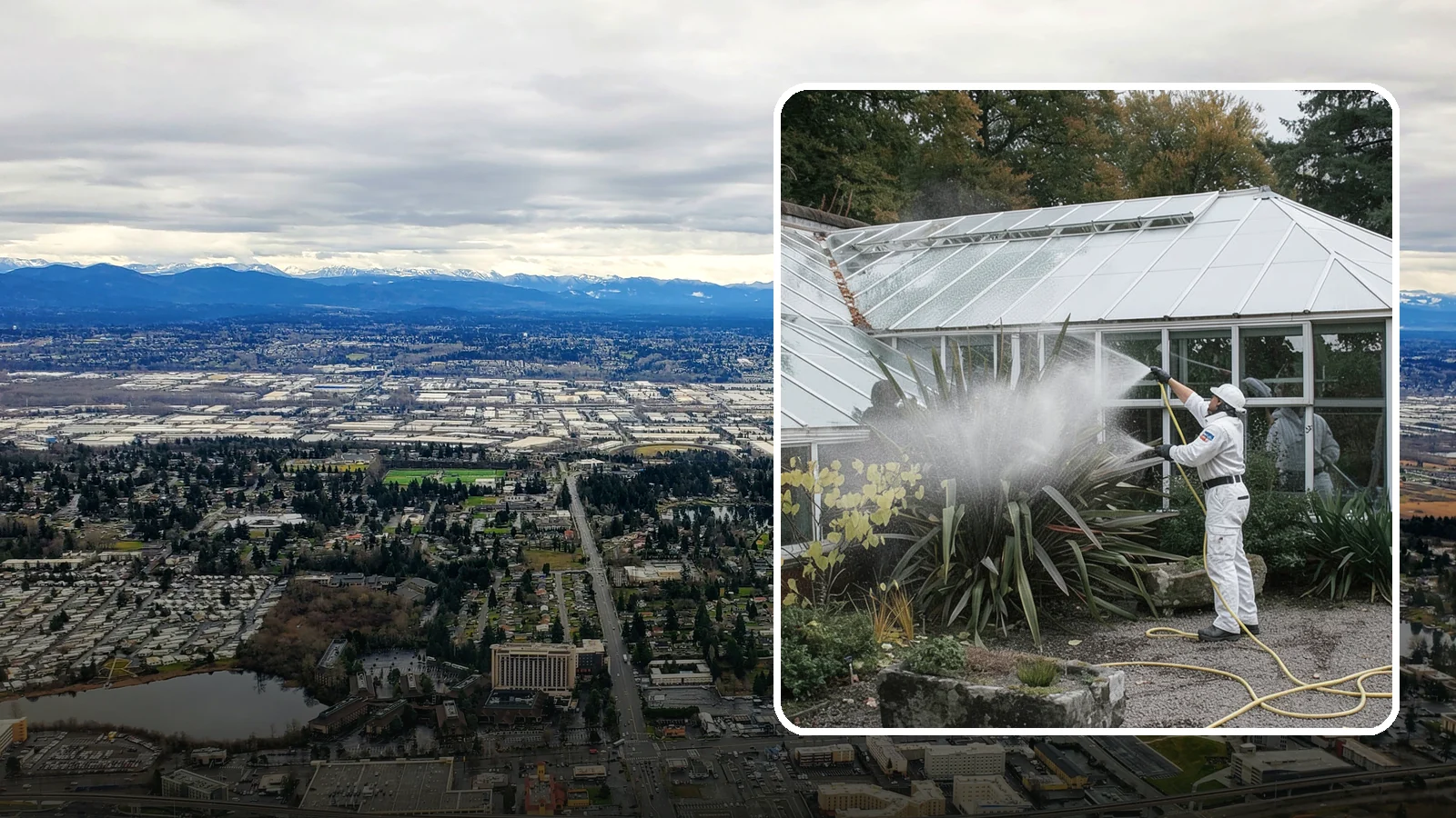 Glass Cleaning in SeaTac, King County, WA - Streak-free exterior glass cleaning for windows, doors, and glass features that cuts through Northwest grime and mineral spotting.