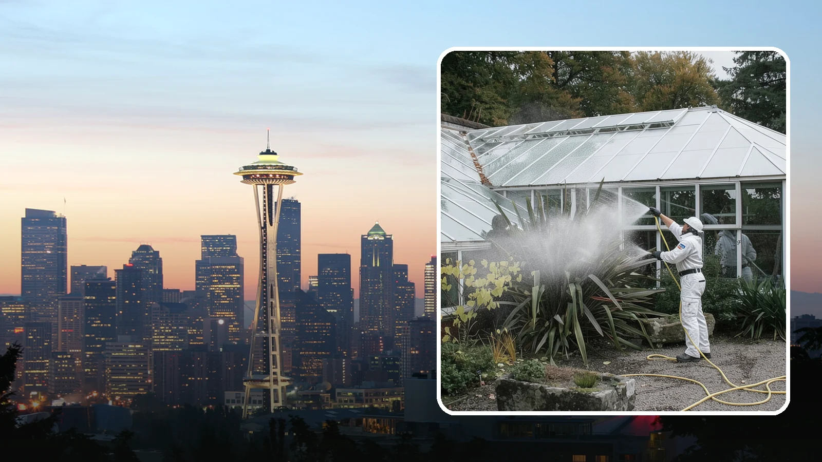 Glass Cleaning in Seattle, King County, WA - Streak-free exterior glass cleaning for windows, doors, and glass features that cuts through Northwest grime and mineral spotting.