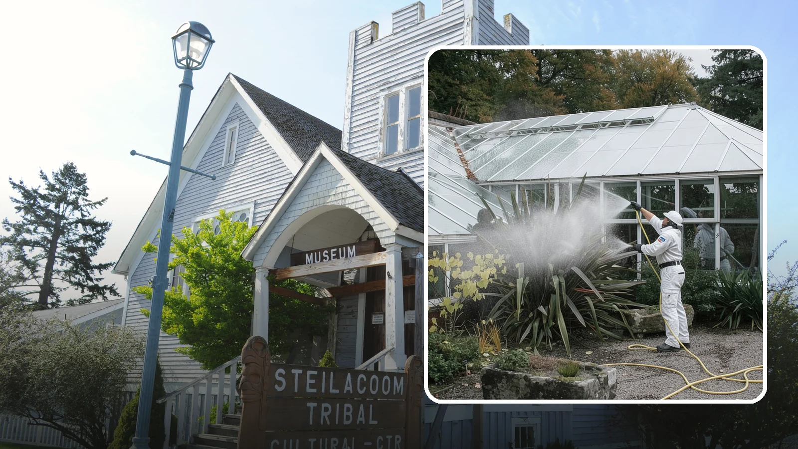 Glass Cleaning in Steilacoom, Pierce County, WA - Streak-free exterior glass cleaning for windows, doors, and glass features that cuts through Northwest grime and mineral spotting.