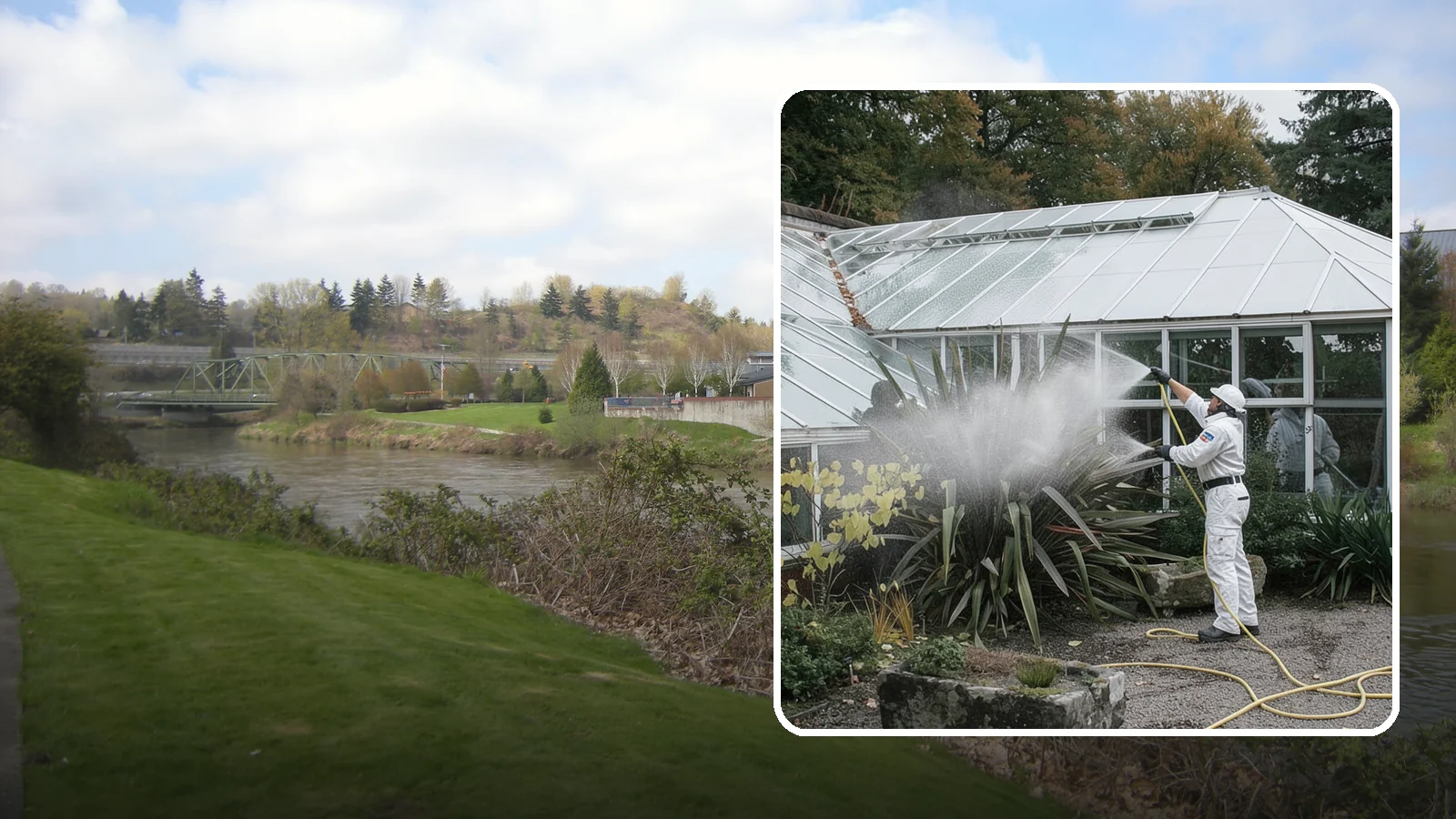 Glass Cleaning in Tukwila, King County, WA - Streak-free exterior glass cleaning for windows, doors, and glass features that cuts through Northwest grime and mineral spotting.
