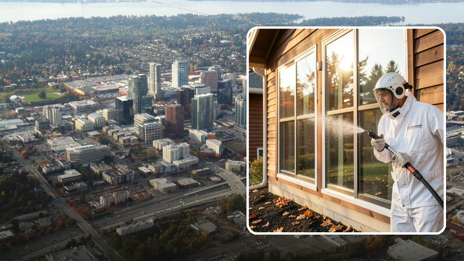 Glass Restoration Cleaning in Bellevue, King County, WA - Intensive restoration for neglected glass, lifting layered mineral buildup and staining that ordinary washing can't remove.