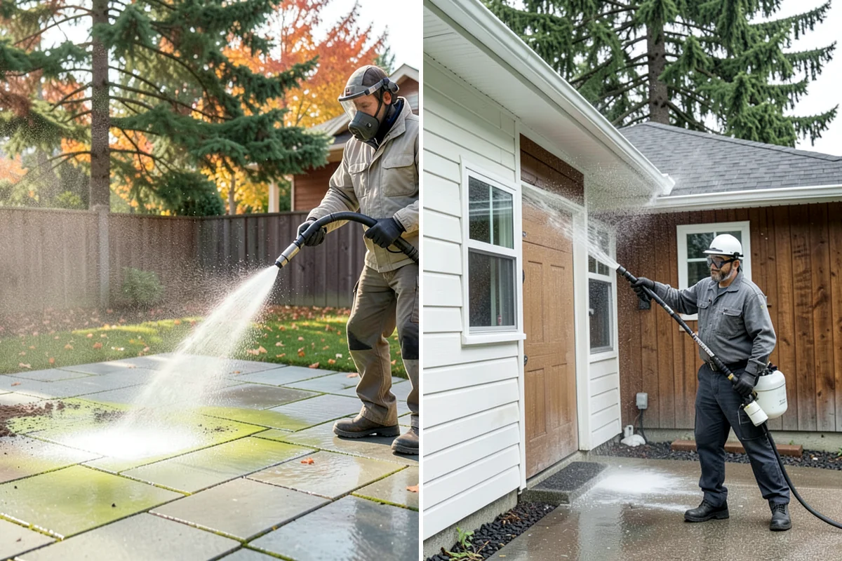 Glass Restoration Cleaning in Concrete, Skagit County, WA - Evaluate the type and depth of the staining