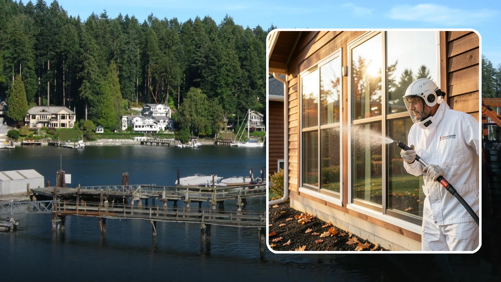 Glass Restoration Cleaning in Gig Harbor, Pierce County, WA - Intensive restoration for neglected glass, lifting layered mineral buildup and staining that ordinary washing can't remove.