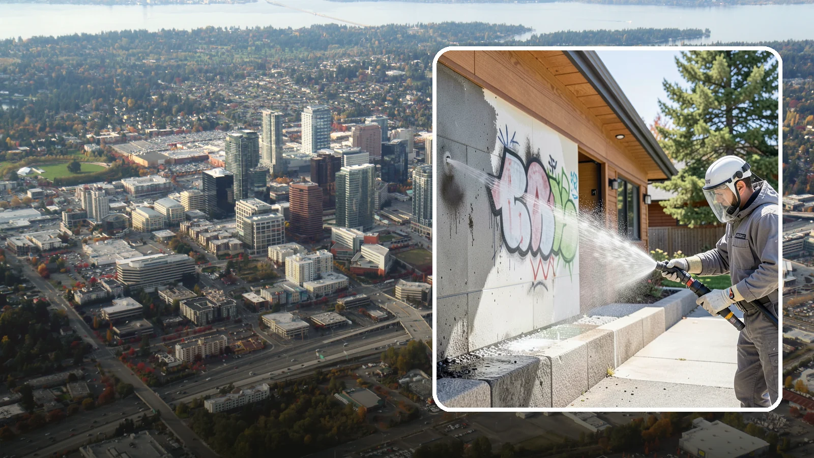 Graffiti Abatement Program in Bellevue, King County, WA - A recurring graffiti-removal program for commercial properties that erases tags fast from walls, signage, and hardscapes across...