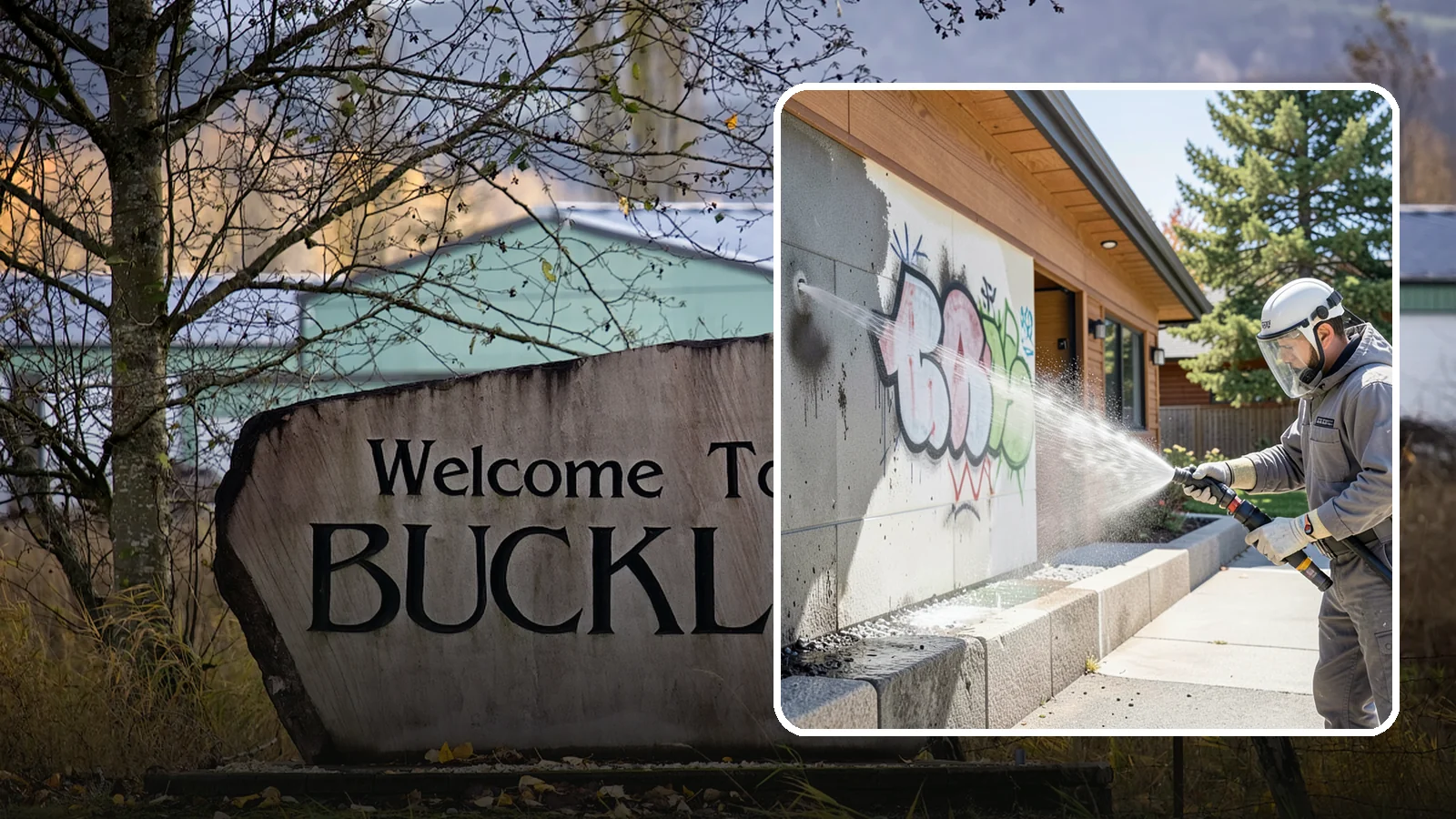 Graffiti Abatement Program in Buckley, Pierce County, WA - A recurring graffiti-removal program for commercial properties that erases tags fast from walls, signage, and hardscapes across...