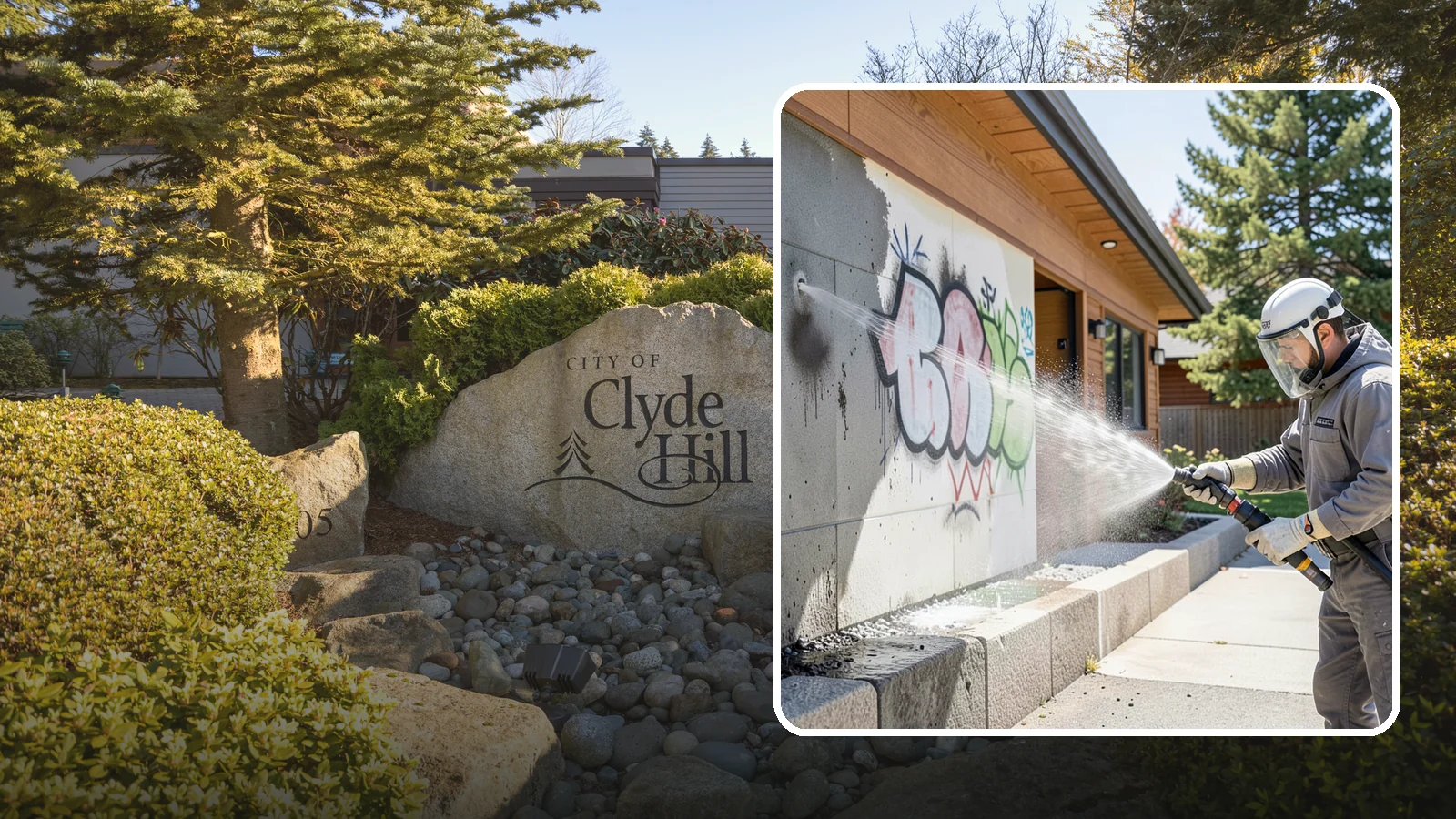 Graffiti Abatement Program in Clyde Hill, King County, WA - A recurring graffiti-removal program for commercial properties that erases tags fast from walls, signage, and hardscapes across...