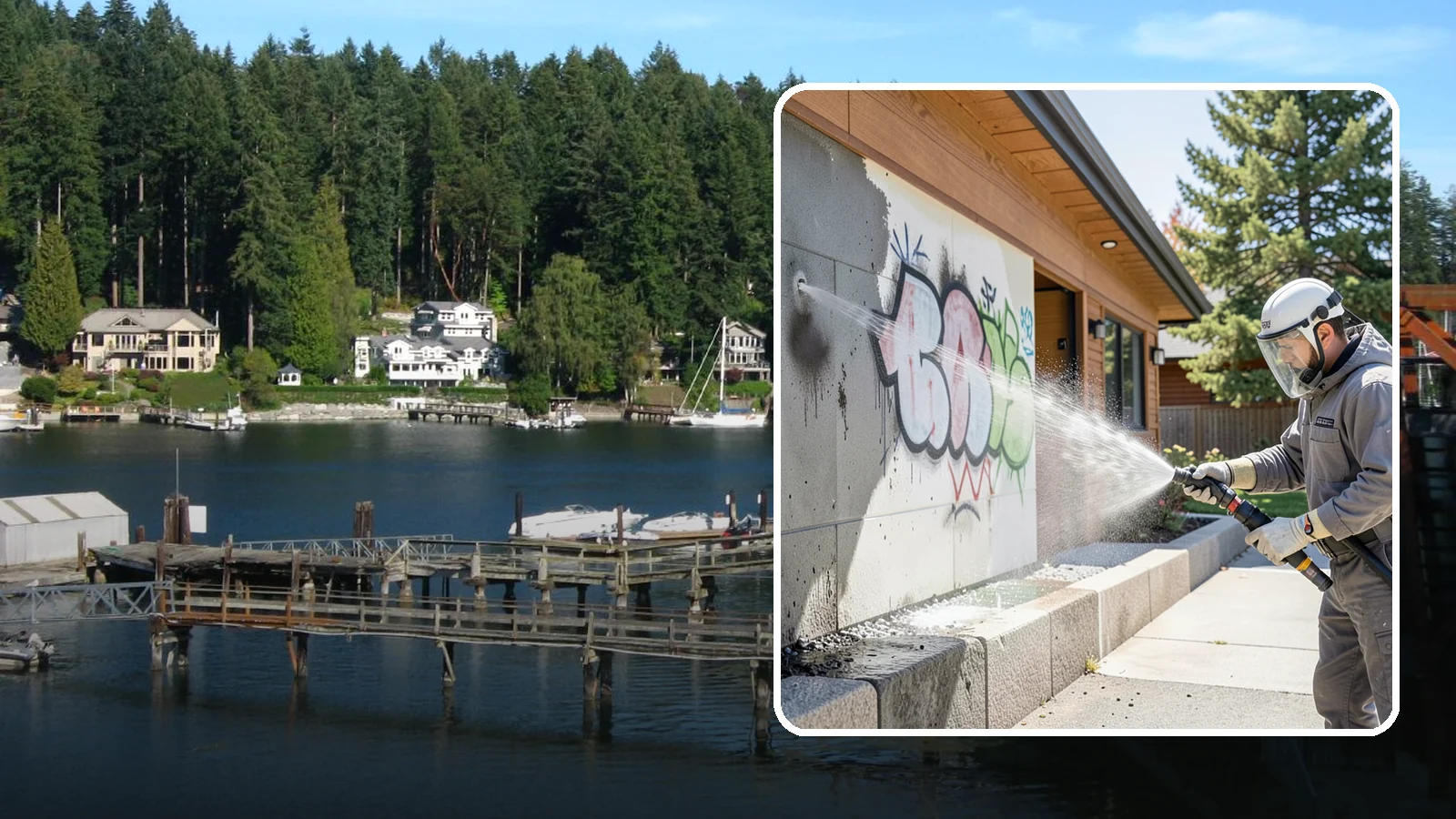 Graffiti Abatement Program in Gig Harbor, Pierce County, WA - A recurring graffiti-removal program for commercial properties that erases tags fast from walls, signage, and hardscapes across...