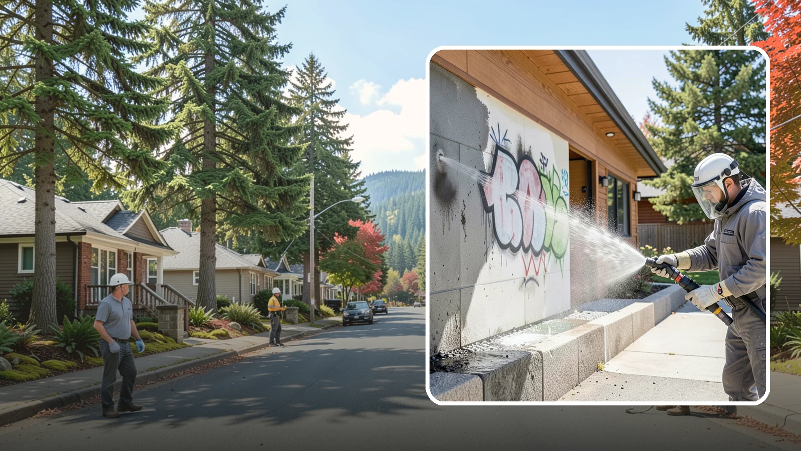 Graffiti Abatement Program in Hunts Point, King County, WA - A recurring graffiti-removal program for commercial properties that erases tags fast from walls, signage, and hardscapes across...