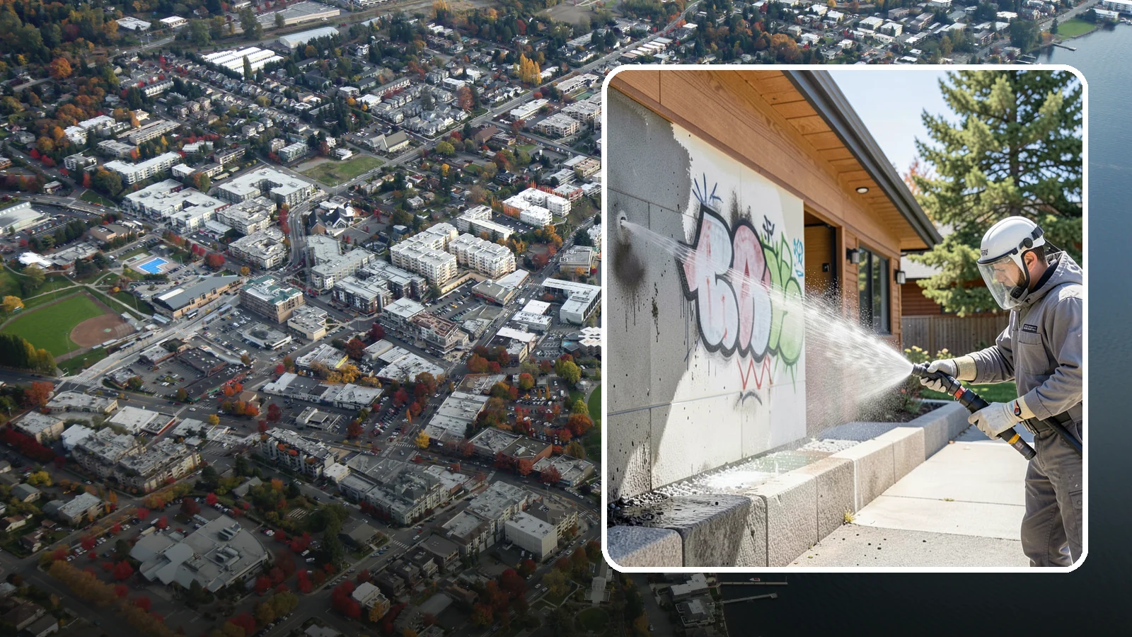 Graffiti Abatement Program in Kirkland, King County, WA - A recurring graffiti-removal program for commercial properties that erases tags fast from walls, signage, and hardscapes across...