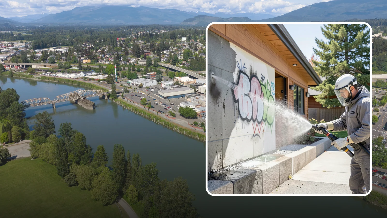 Graffiti Abatement Program in Mount Vernon, Skagit County, WA - A recurring graffiti-removal program for commercial properties that erases tags fast from walls, signage, and hardscapes across...