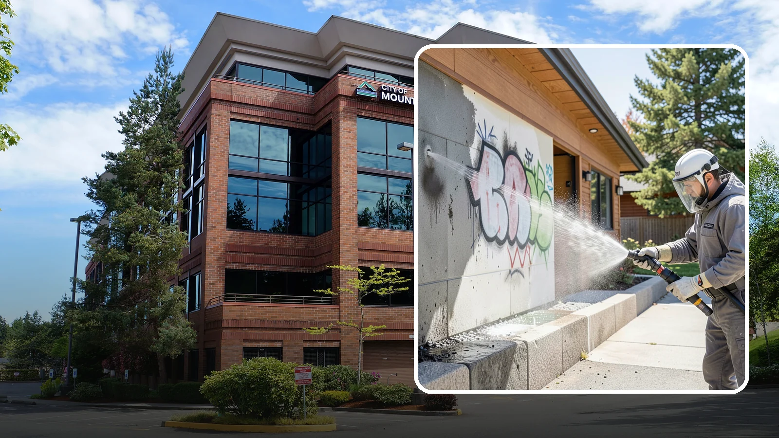 Graffiti Abatement Program in Mountlake Terrace, Snohomish County, WA - A recurring graffiti-removal program for commercial properties that erases tags fast from walls, signage, and hardscapes across...