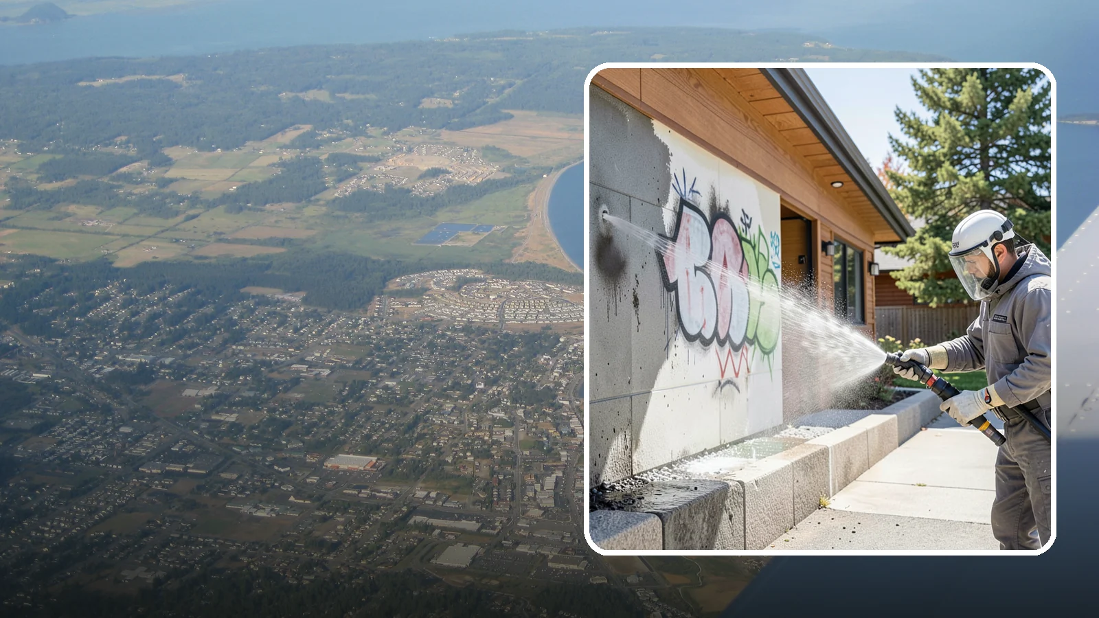 Graffiti Abatement Program in Oak Harbor, Island County, WA - A recurring graffiti-removal program for commercial properties that erases tags fast from walls, signage, and hardscapes across...