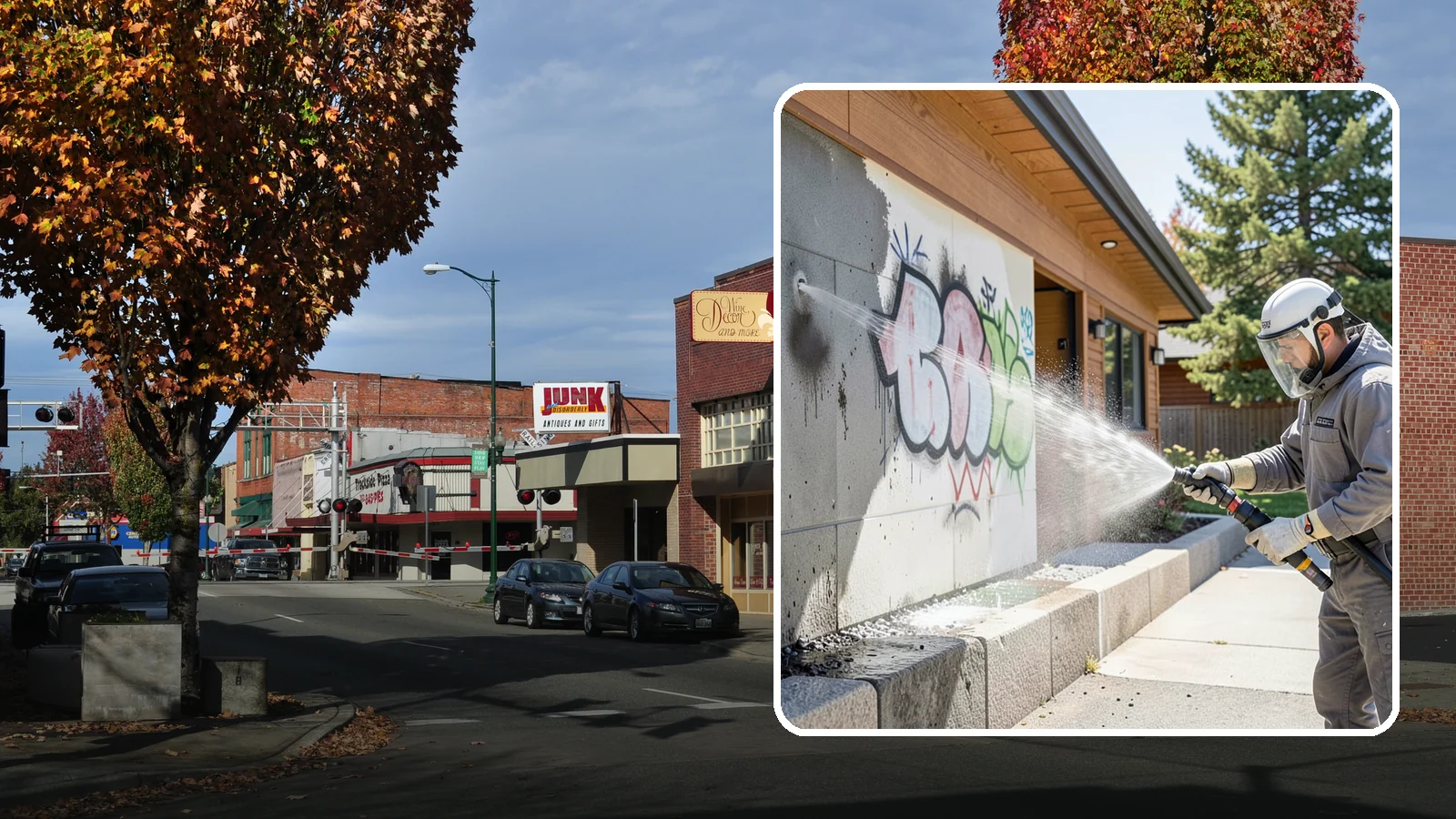 Graffiti Abatement Program in Puyallup, Pierce County, WA - A recurring graffiti-removal program for commercial properties that erases tags fast from walls, signage, and hardscapes across...