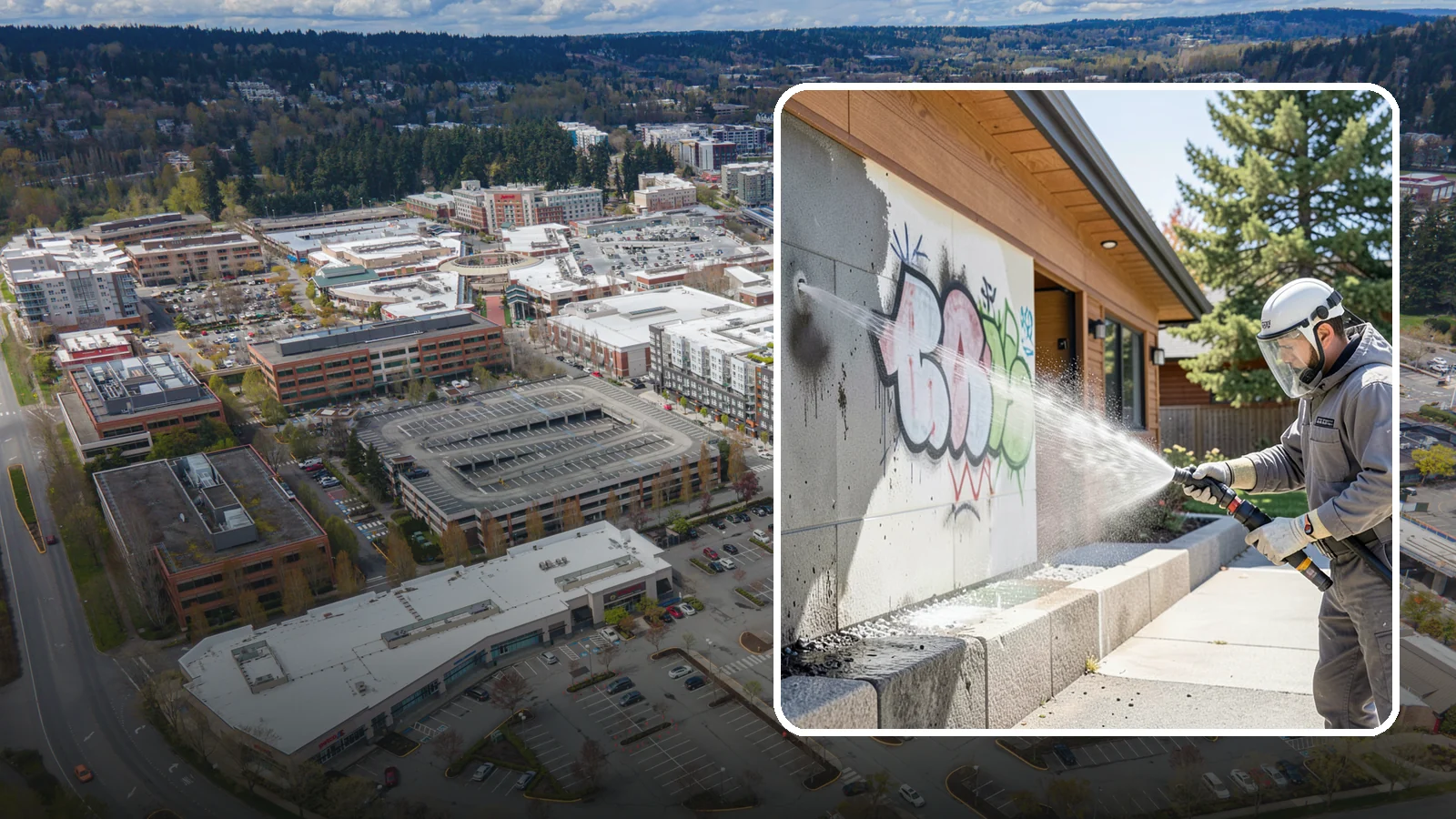 Graffiti Abatement Program in Redmond, King County, WA - A recurring graffiti-removal program for commercial properties that erases tags fast from walls, signage, and hardscapes across...