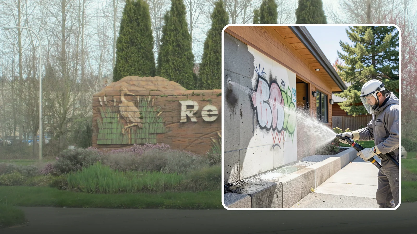Graffiti Abatement Program in Renton, King County, WA - A recurring graffiti-removal program for commercial properties that erases tags fast from walls, signage, and hardscapes across...