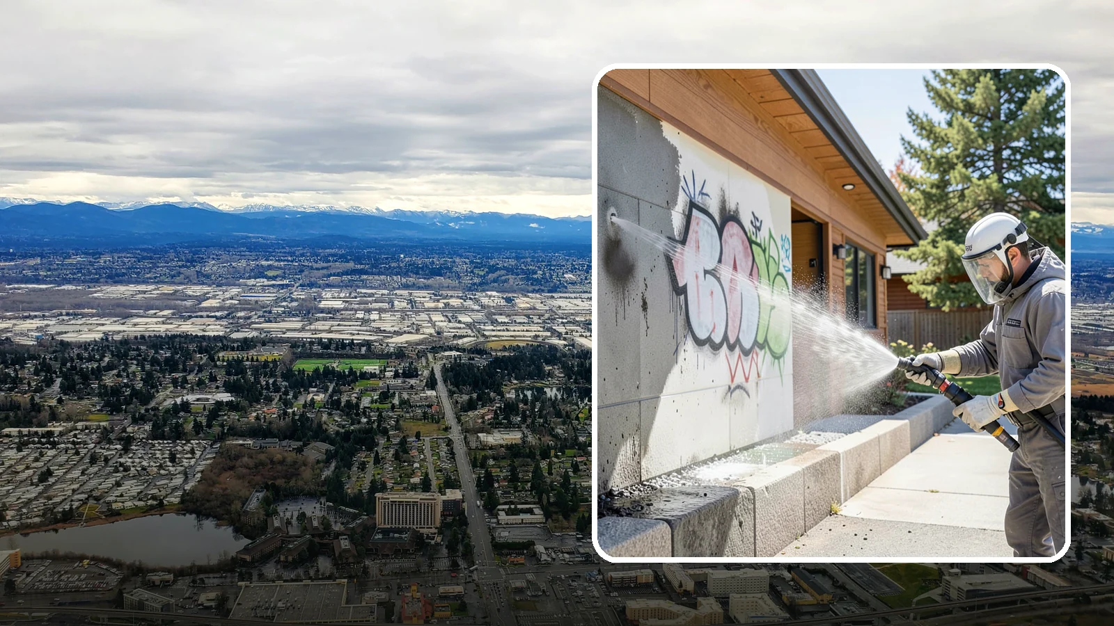 Graffiti Abatement Program in SeaTac, King County, WA - A recurring graffiti-removal program for commercial properties that erases tags fast from walls, signage, and hardscapes across...