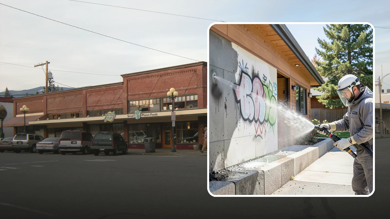 Graffiti Abatement Program in Sedro-Woolley, Skagit County, WA - A recurring graffiti-removal program for commercial properties that erases tags fast from walls, signage, and hardscapes across...