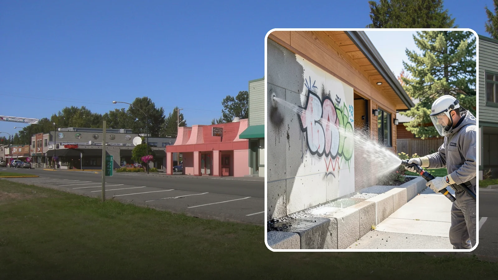 Graffiti Abatement Program in Snoqualmie, King County, WA - A recurring graffiti-removal program for commercial properties that erases tags fast from walls, signage, and hardscapes across...