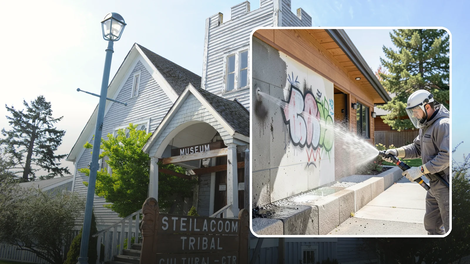 Graffiti Abatement Program in Steilacoom, Pierce County, WA - A recurring graffiti-removal program for commercial properties that erases tags fast from walls, signage, and hardscapes across...