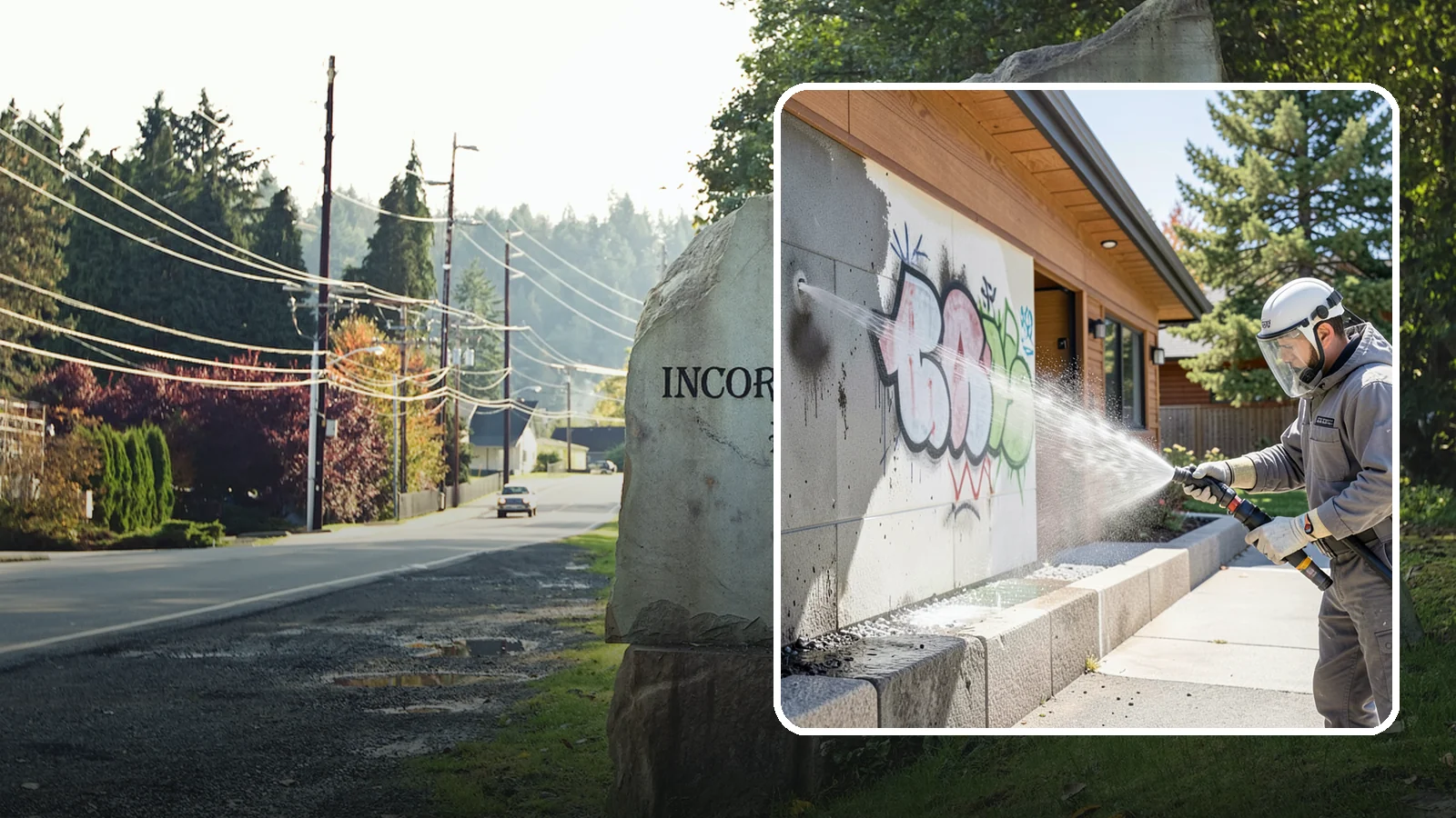 Graffiti Abatement Program in Wilkeson, Pierce County, WA - A recurring graffiti-removal program for commercial properties that erases tags fast from walls, signage, and hardscapes across...