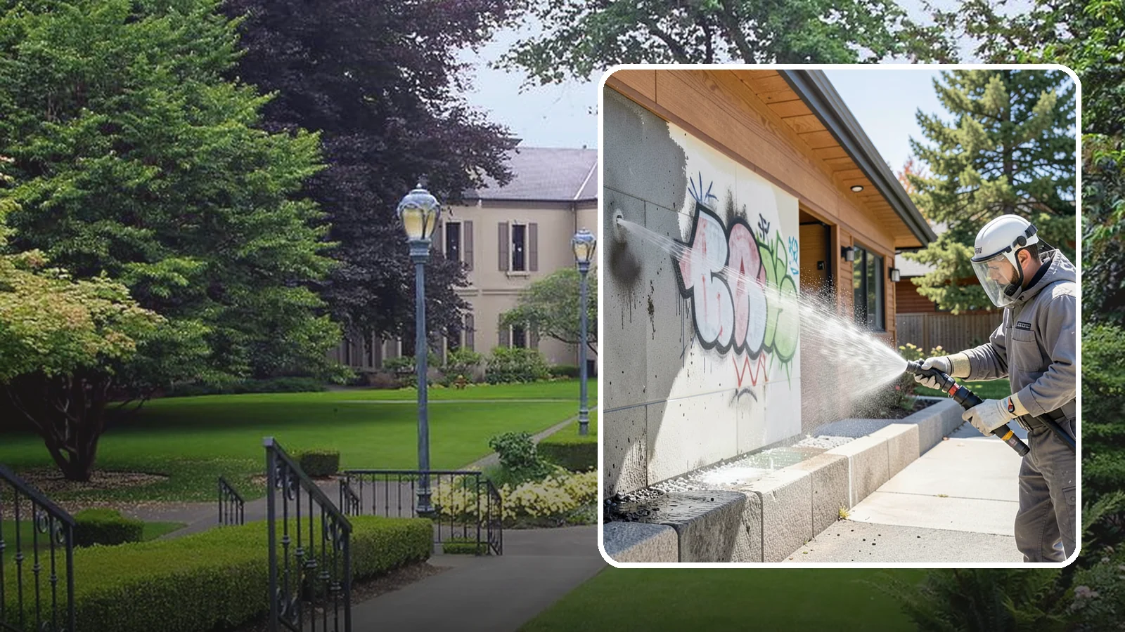 Graffiti Abatement Program in Woodinville, King County, WA - A recurring graffiti-removal program for commercial properties that erases tags fast from walls, signage, and hardscapes across...