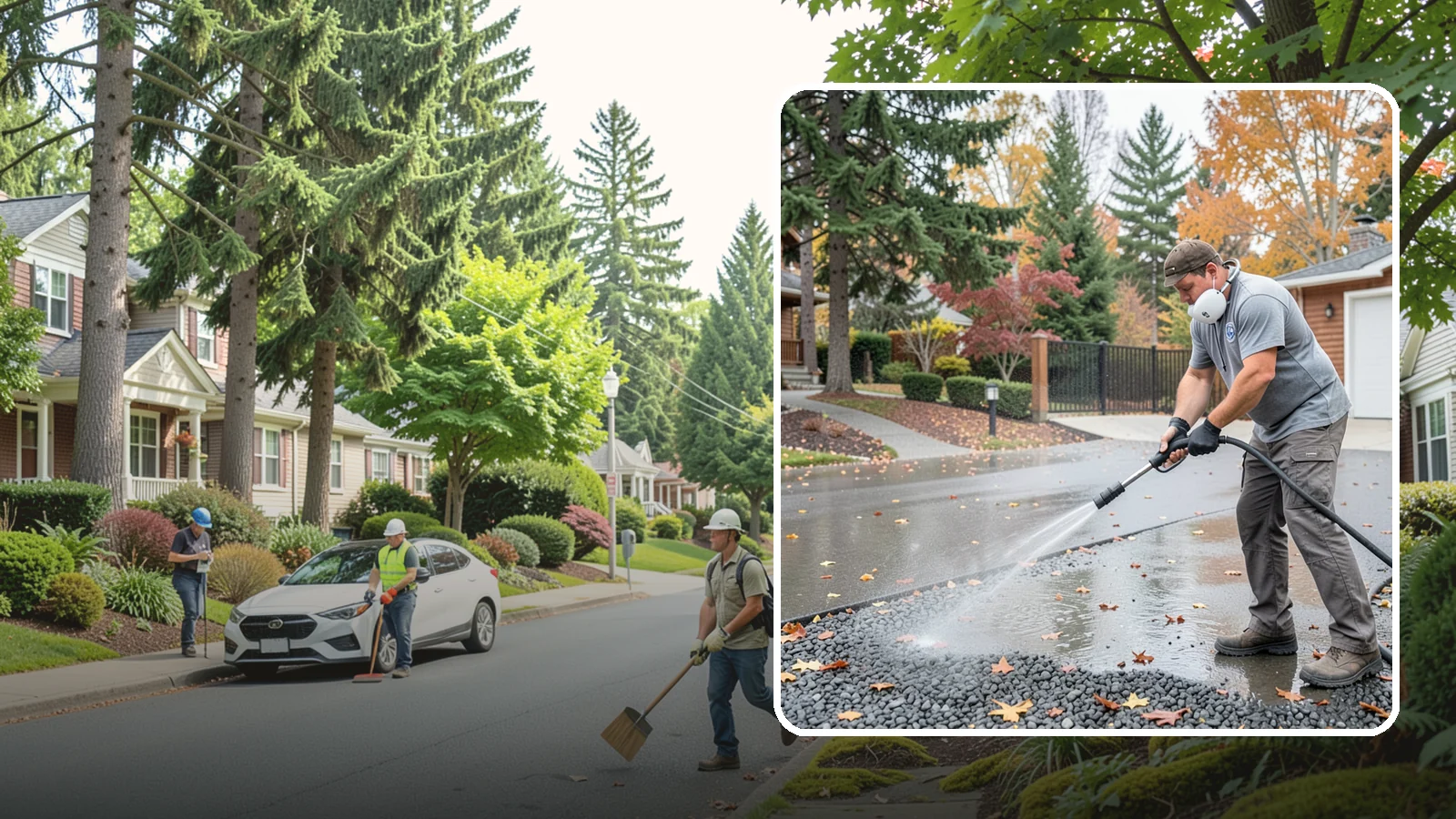 Gravel Border Cleaning in Beaux Arts Village, King County, WA - Cleanup and refreshing of gravel borders and edges that frame Washington driveways and walkways.