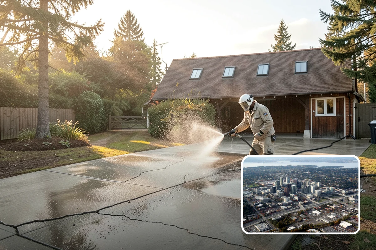 Gravel Border Cleaning in Bellevue, King County, WA - Clears leaves and organic buildup from the gravel