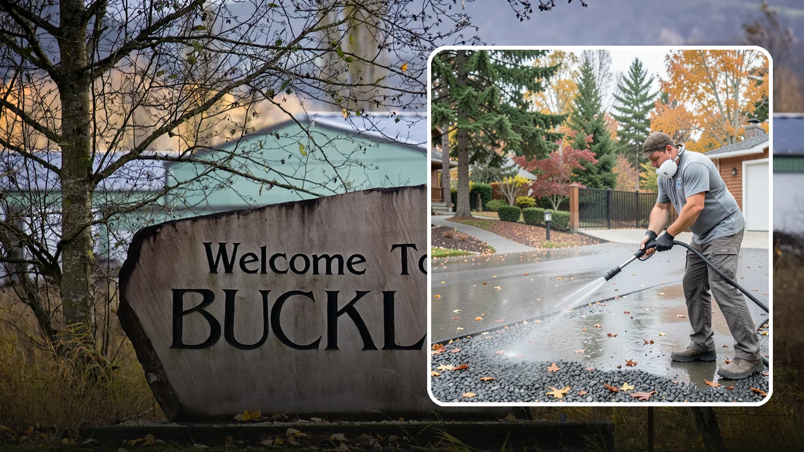 Gravel Border Cleaning in Buckley, Pierce County, WA - Cleanup and refreshing of gravel borders and edges that frame Washington driveways and walkways.