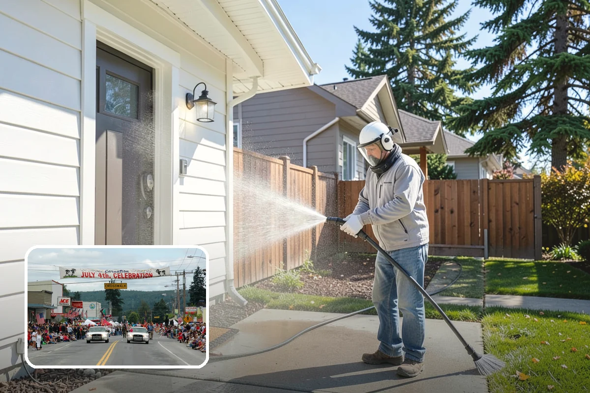 Gravel Border Cleaning in Carnation, King County, WA - Clears leaves and organic buildup from the gravel