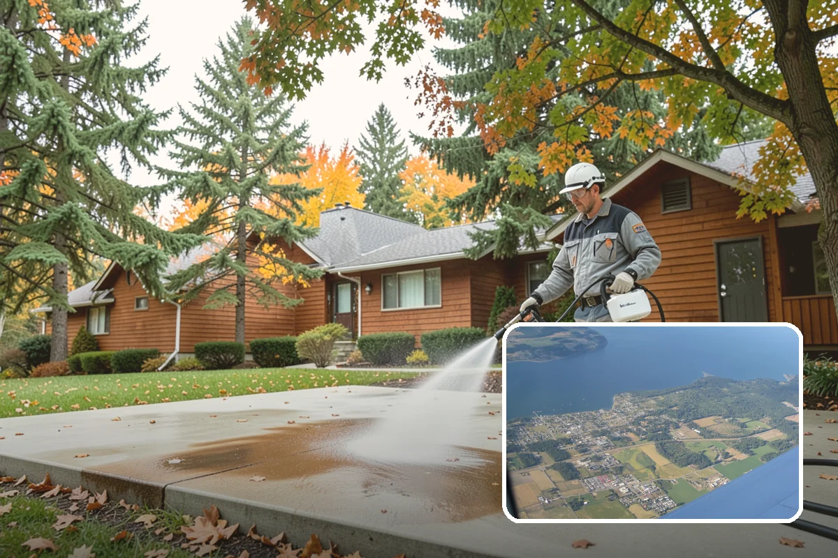 Gravel Border Cleaning in Coupeville, Island County, WA - Clears leaves and organic buildup from the gravel