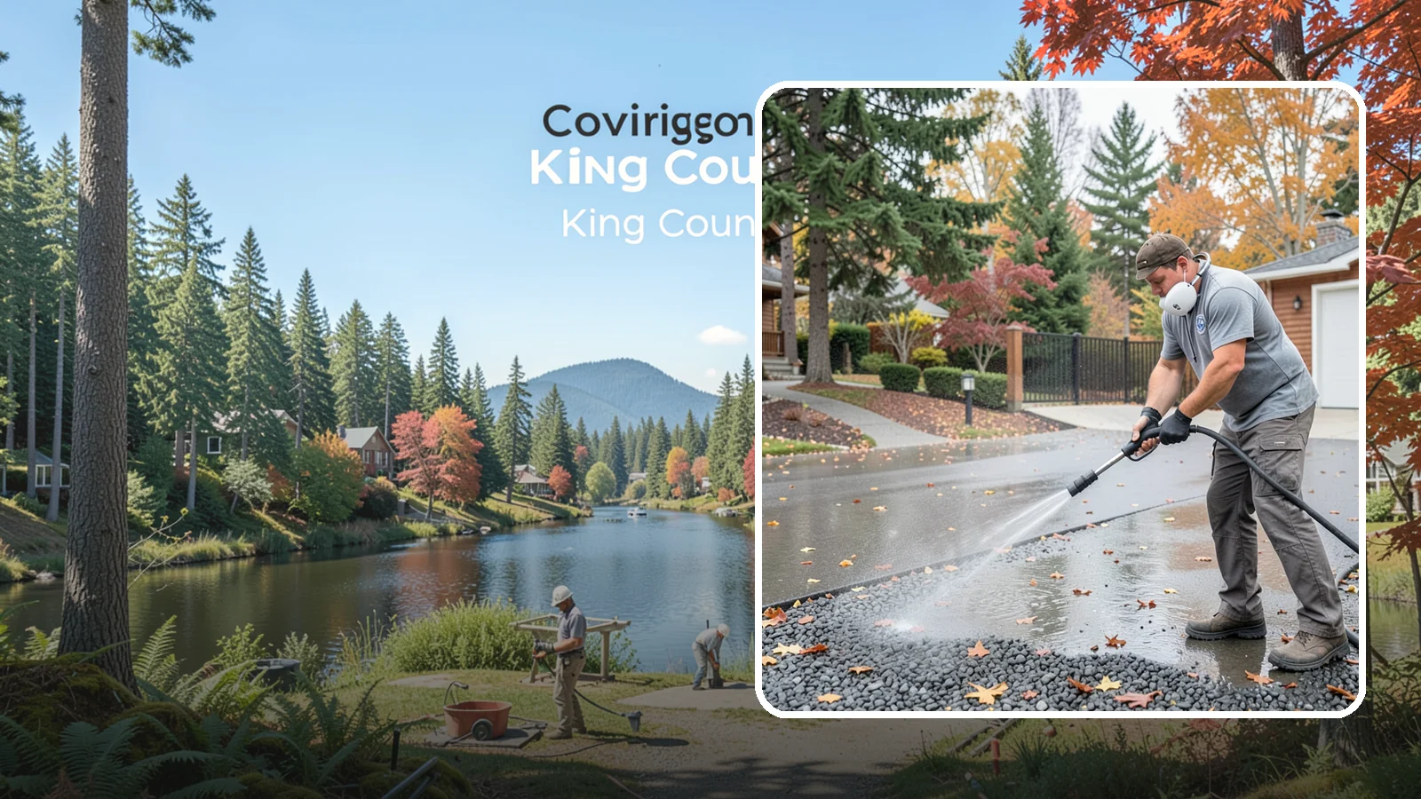 Gravel Border Cleaning in Covington, King County, WA - Cleanup and refreshing of gravel borders and edges that frame Washington driveways and walkways.